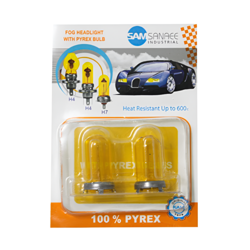 حباب لامپ گازی طرح پیرکس استوانه ای پایه H7 و H4 بسته ۲ عددی